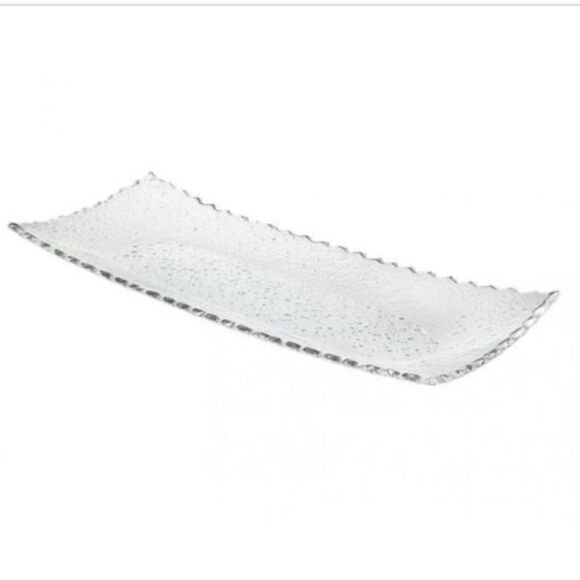 Godinger Crystal Tray 14 X16 with Silver Band - Silver - Picture 1 of 2